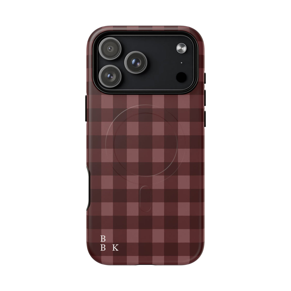 Plaid Magnetic Phone Case — Burgundy Buffalo Check Tough Protective Cover