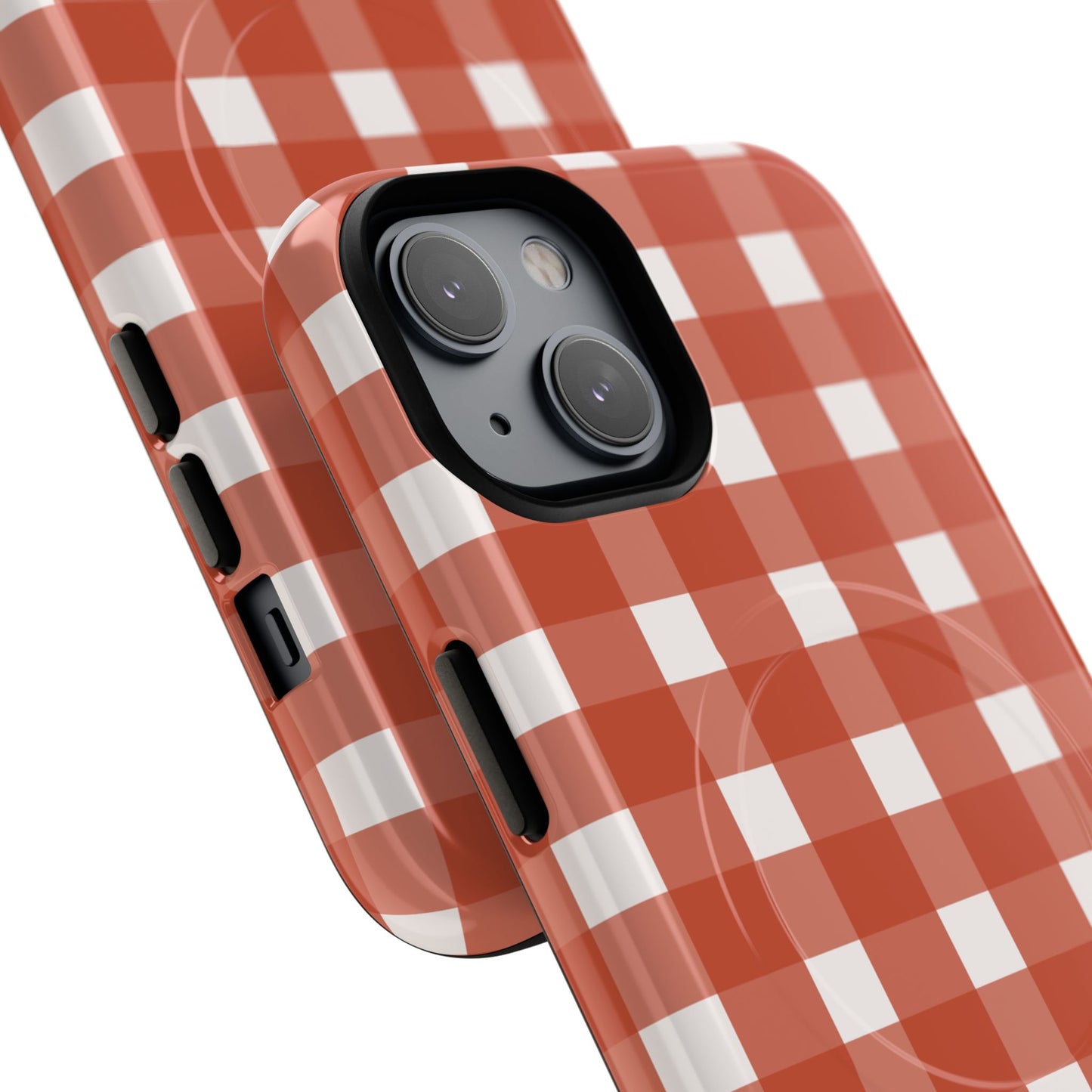 Burnt Orange Gingham Tough Magnetic Phone Case — Plaid Protective iPhone Cover