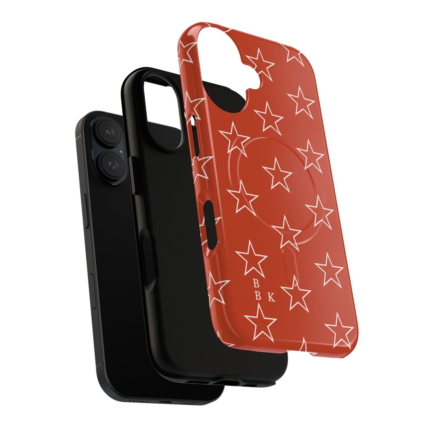 Star Pattern Tough Magnetic Phone Case — Rust Red Protective iPhone Cover