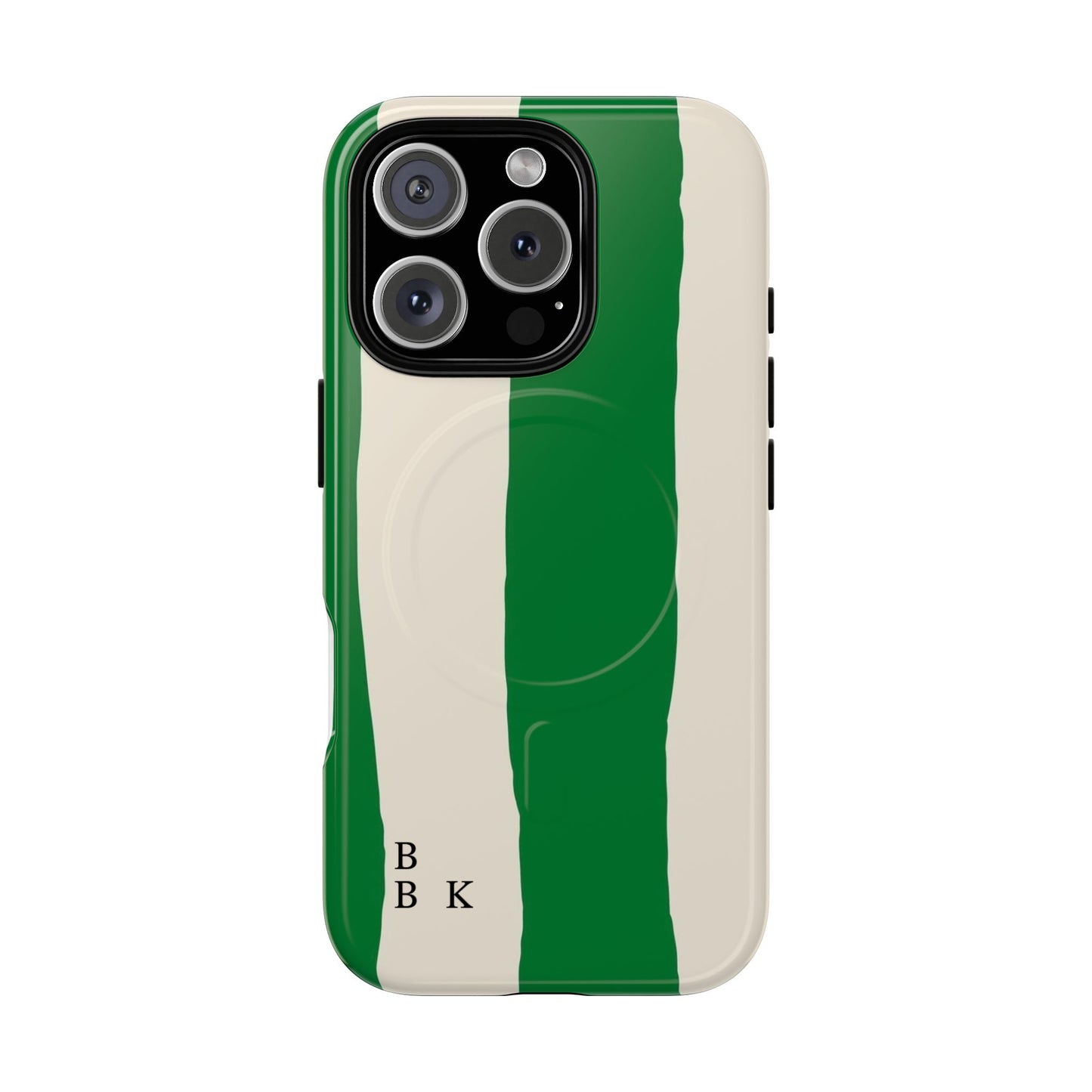 Green Stripe Tough Magnetic Phone Case — Custom Monogram BBK