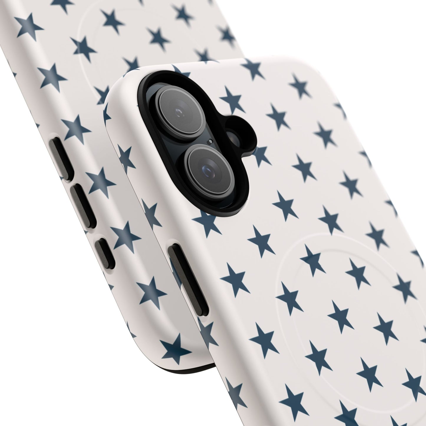 Star Pattern Tough Magnetic Phone Case — Navy Stars on White