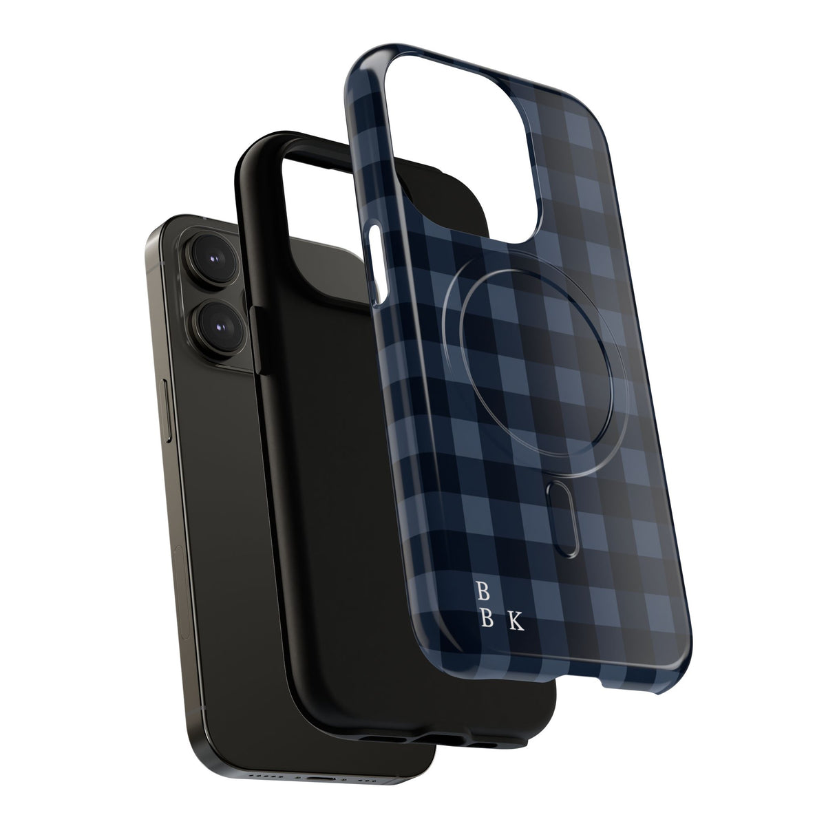 Plaid Magnetic Phone Case — Navy Buffalo Check Tough MagSafe-Compatible Case