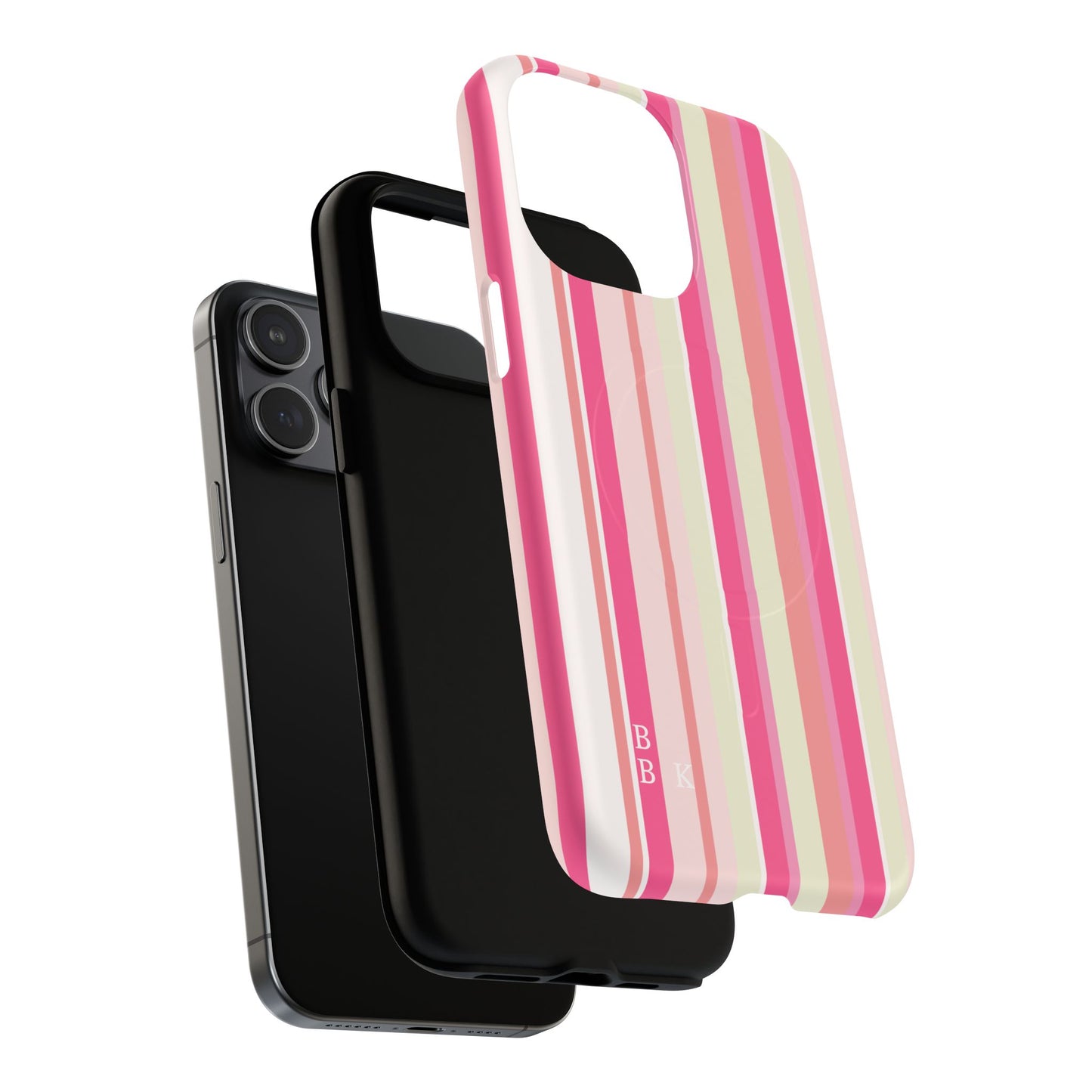 Magnetic Tough Case — Pink Striped Phone Cover (MagSafe Compatible)