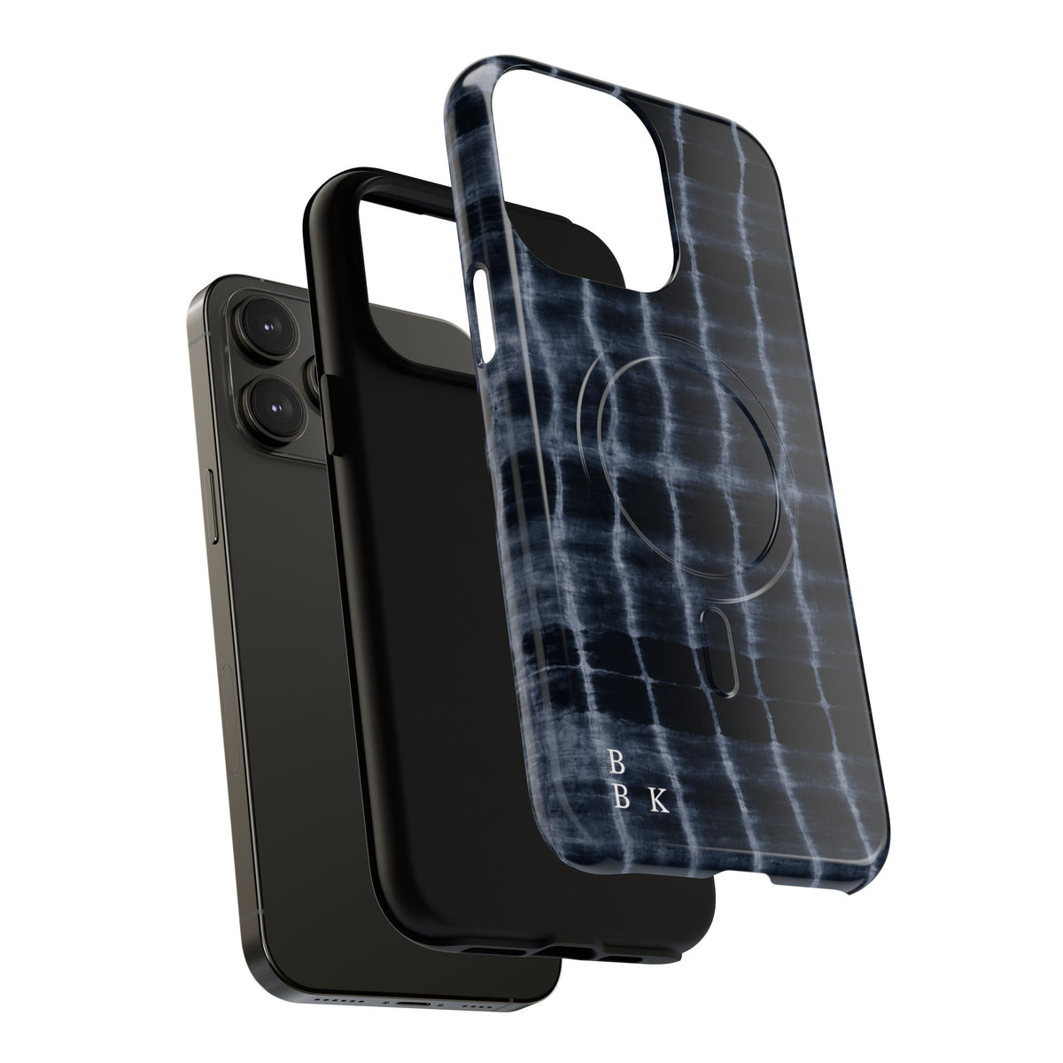 Magnetic Phone Case — Black Tie-Dye Tough Protective Cover with MagSafe
