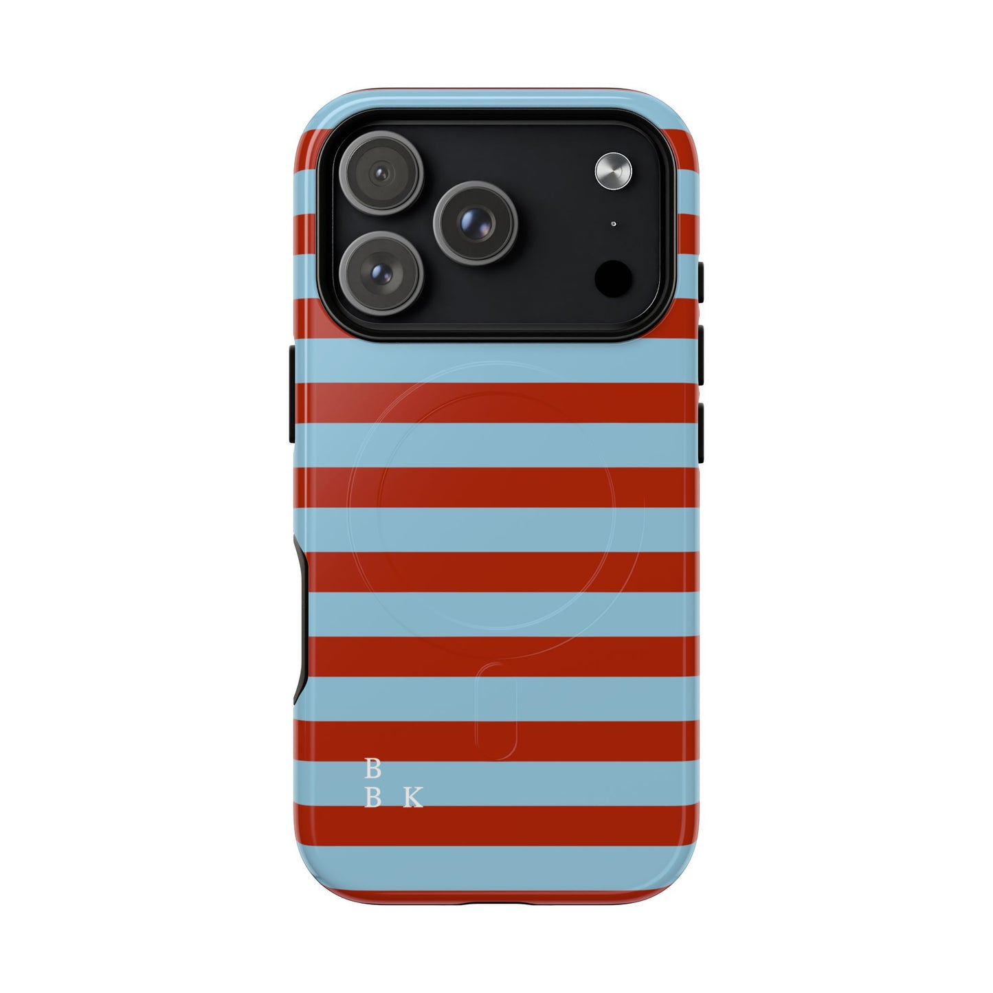 Striped Tough Magnetic Phone Case — Retro Red & Sky Blue