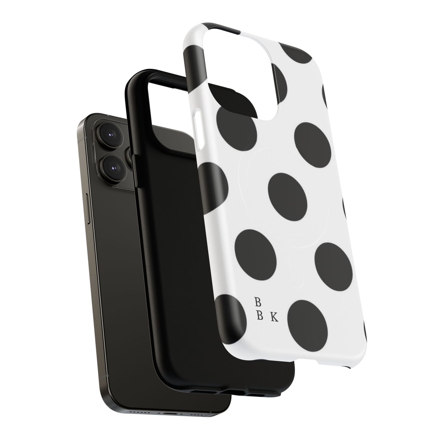 Polka Dot Magnetic Phone Case — Black & White Retro Dot Tough Case