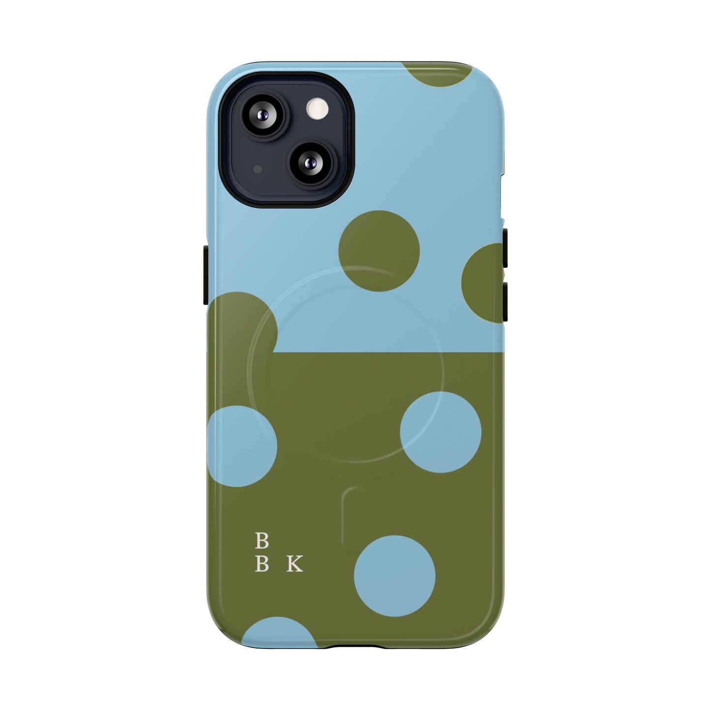 Polka Dot Magnetic Phone Case — Blue & Olive Protective Snap-On Cover