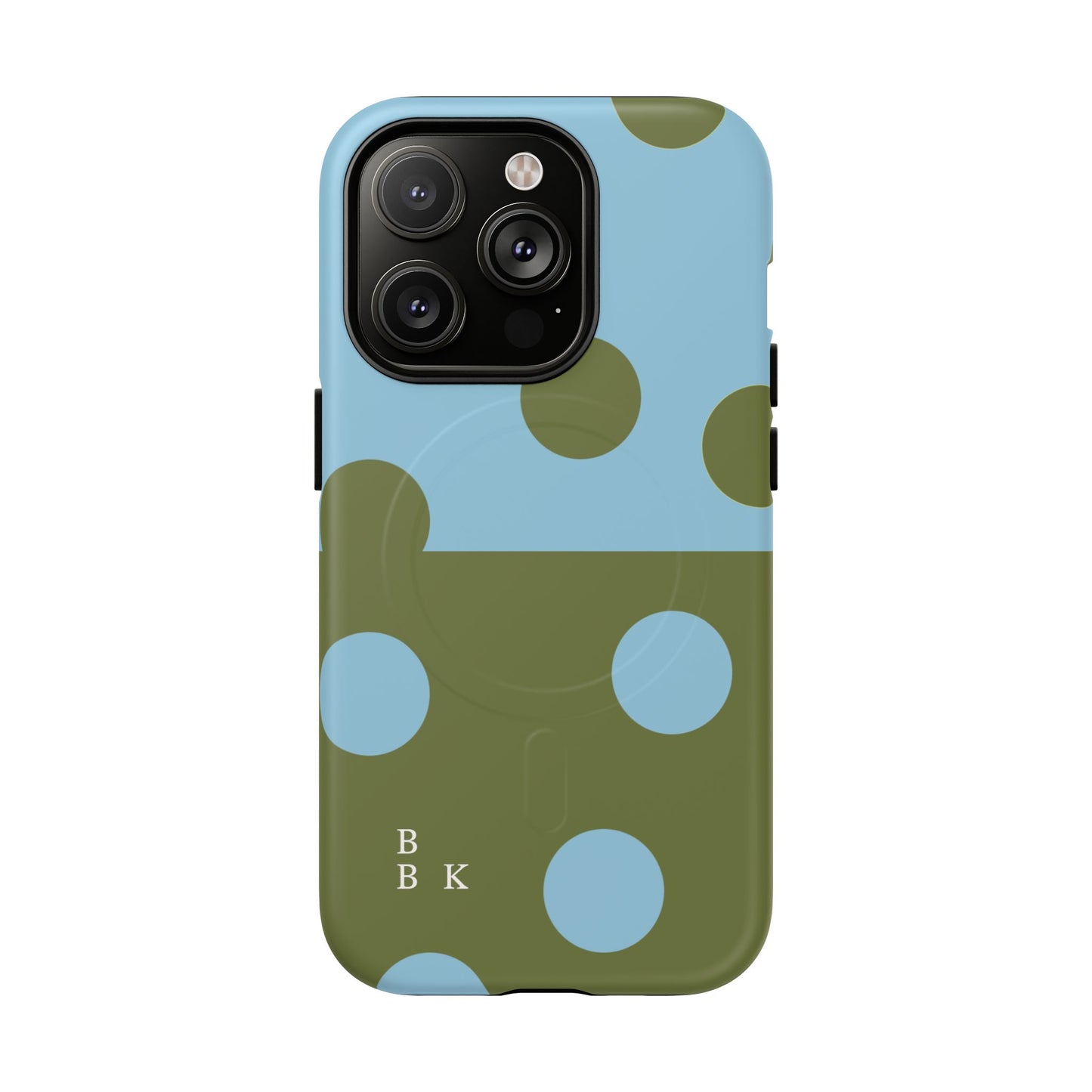 Polka Dot Magnetic Phone Case — Blue & Olive Protective Snap-On Cover