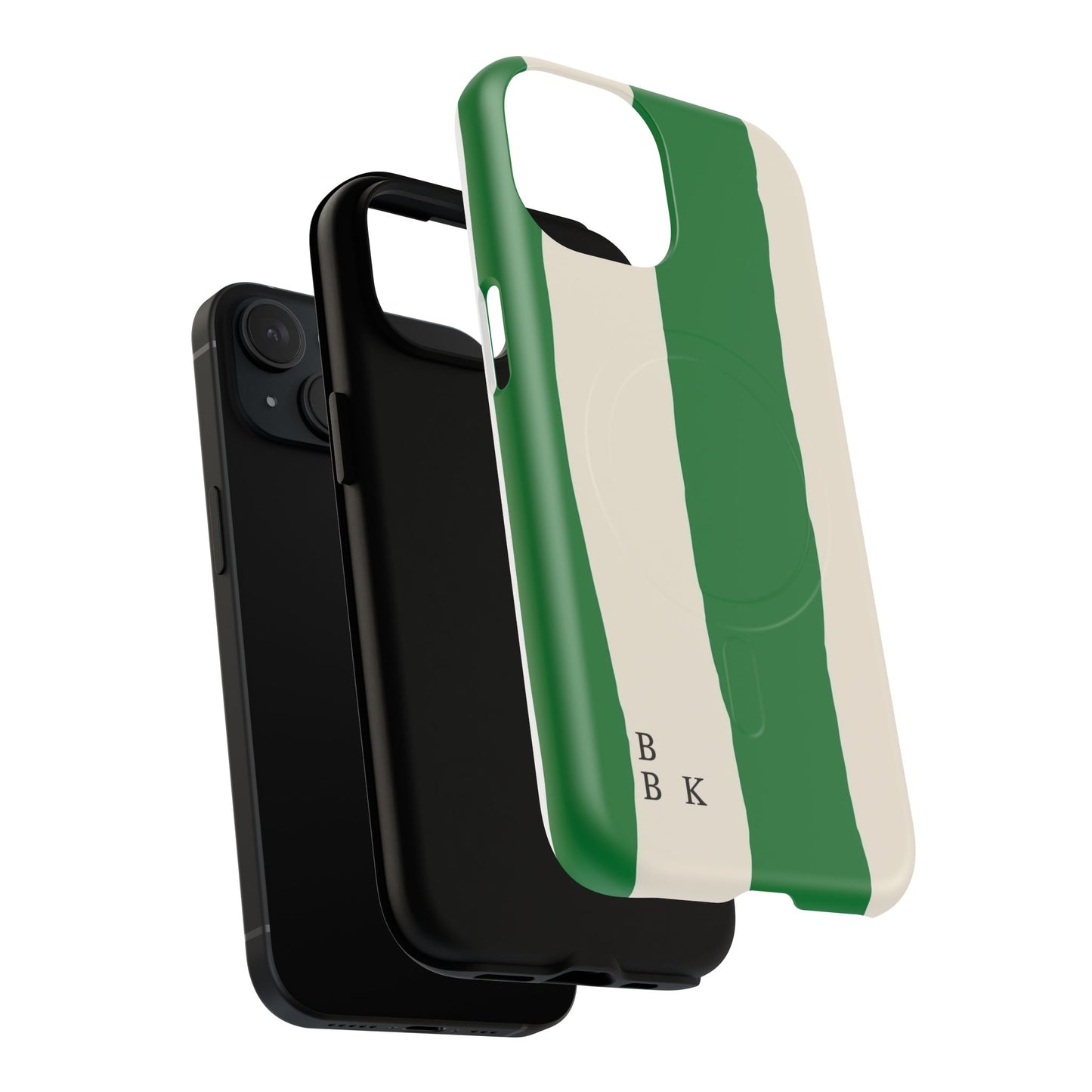 Green Stripe Tough Magnetic Phone Case — Custom Monogram BBK