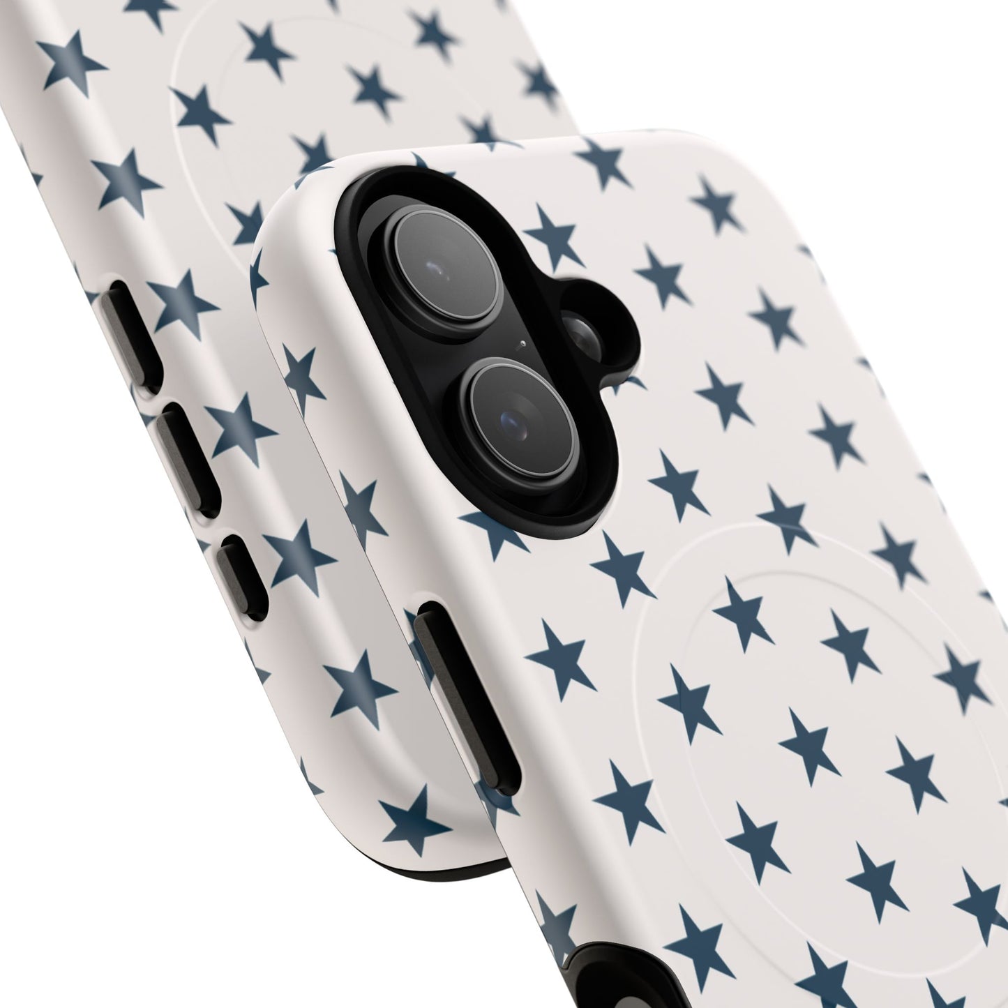 Star Pattern Tough Magnetic Phone Case — Navy Stars on White