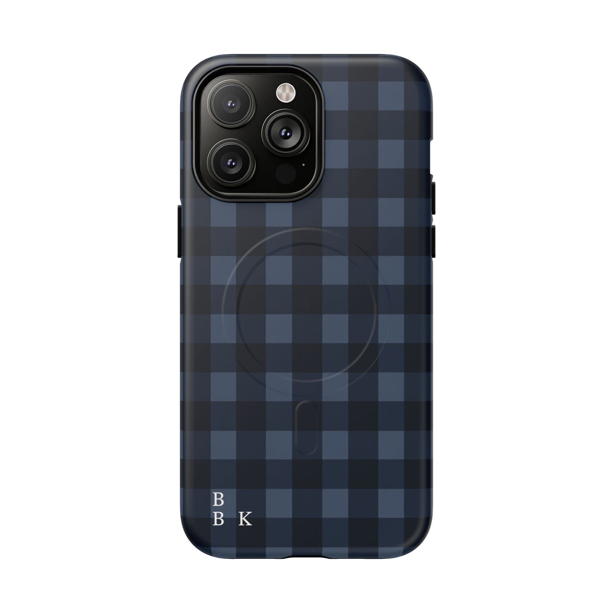 Plaid Magnetic Phone Case — Navy Buffalo Check Tough MagSafe-Compatible Case