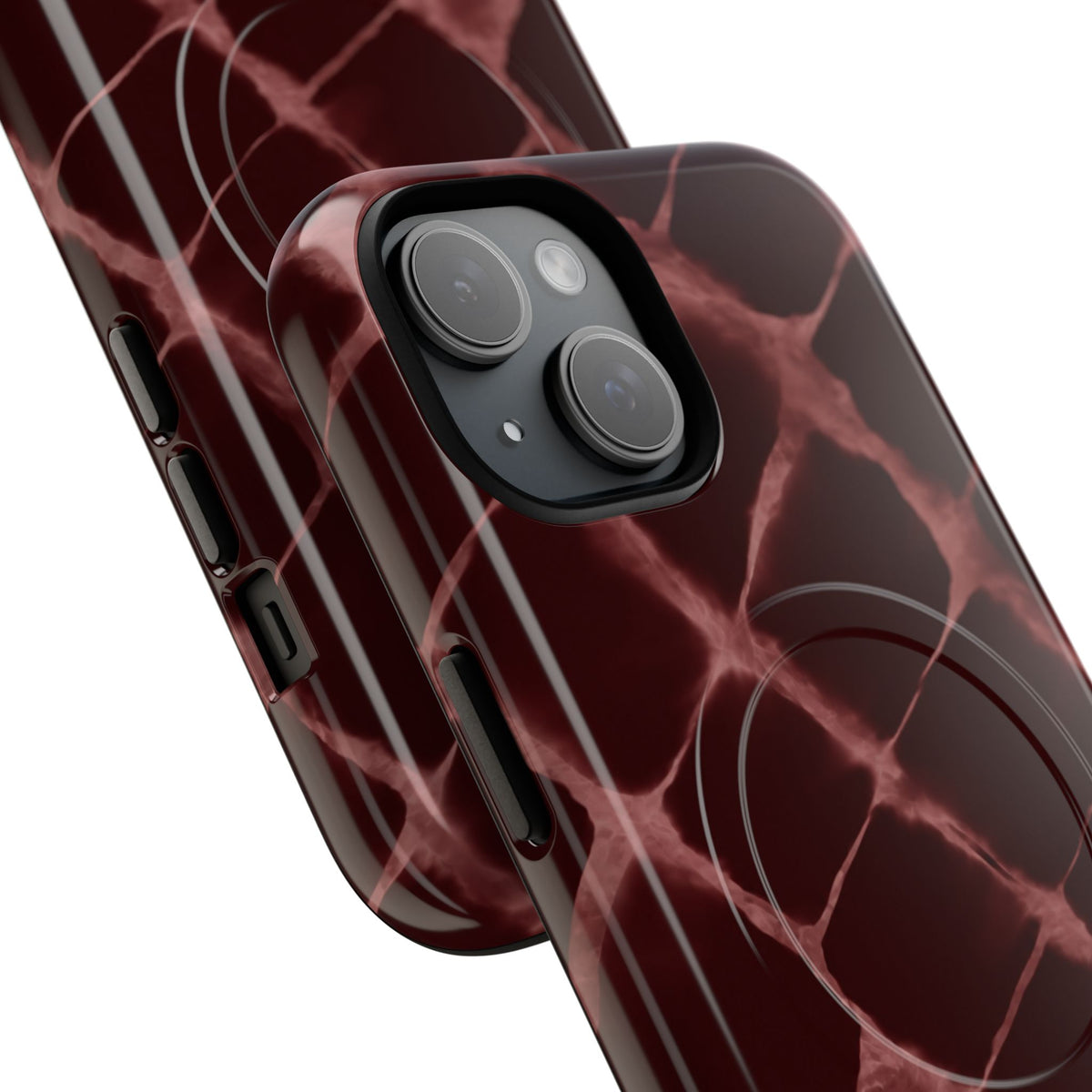 Magnetic Phone Case — Burgundy Marble Tough Protective Cover