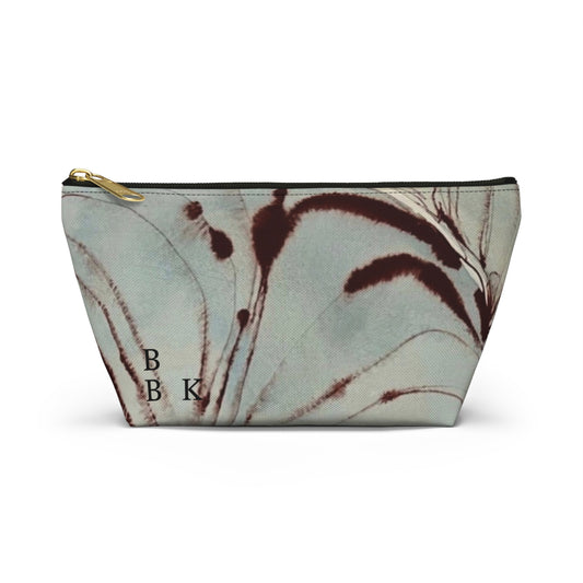 Butterfly Wing Accessory Pouch — T‑Bottom Cosmetic Bag with Monogram Initials