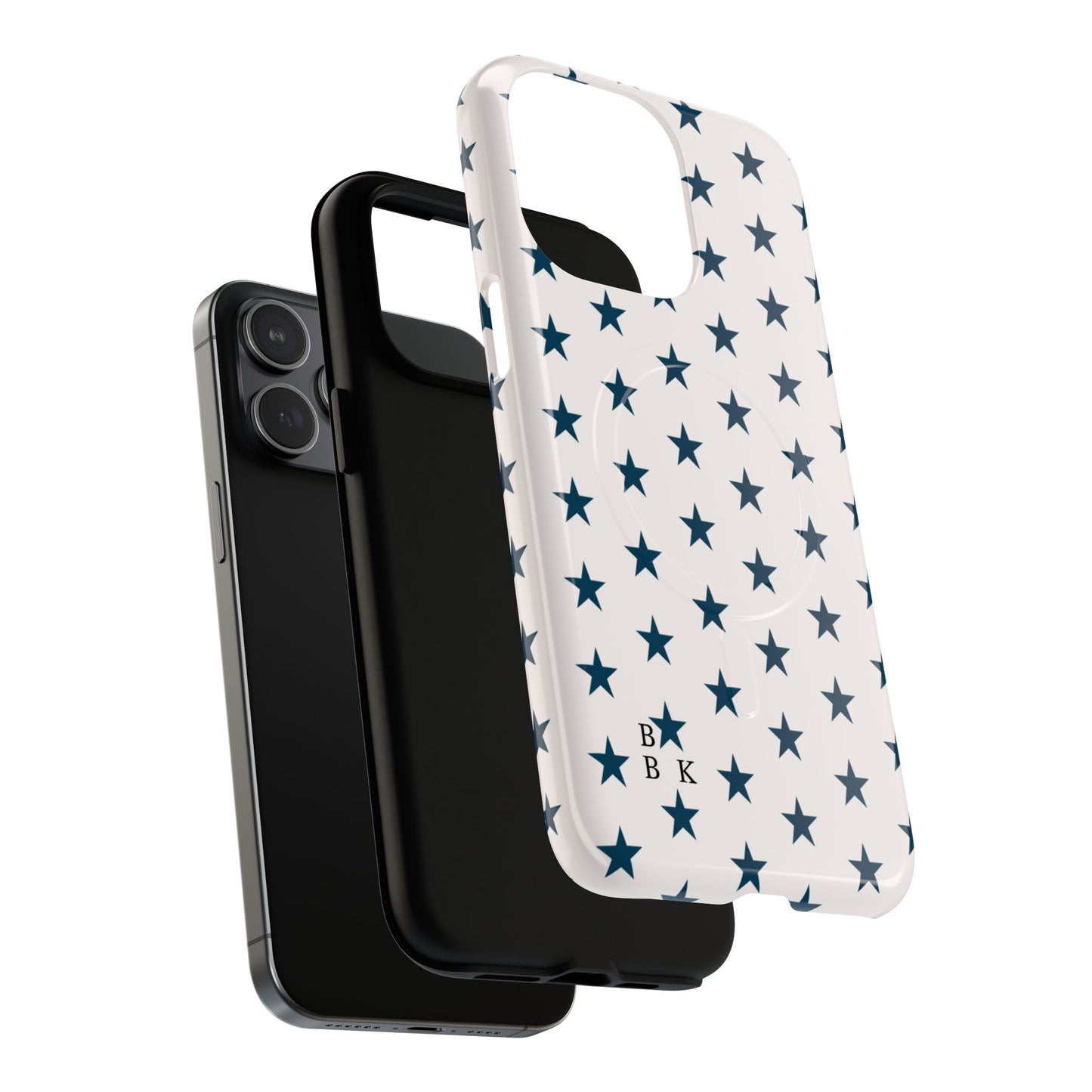 Star Pattern Tough Magnetic Phone Case — Navy Stars on White