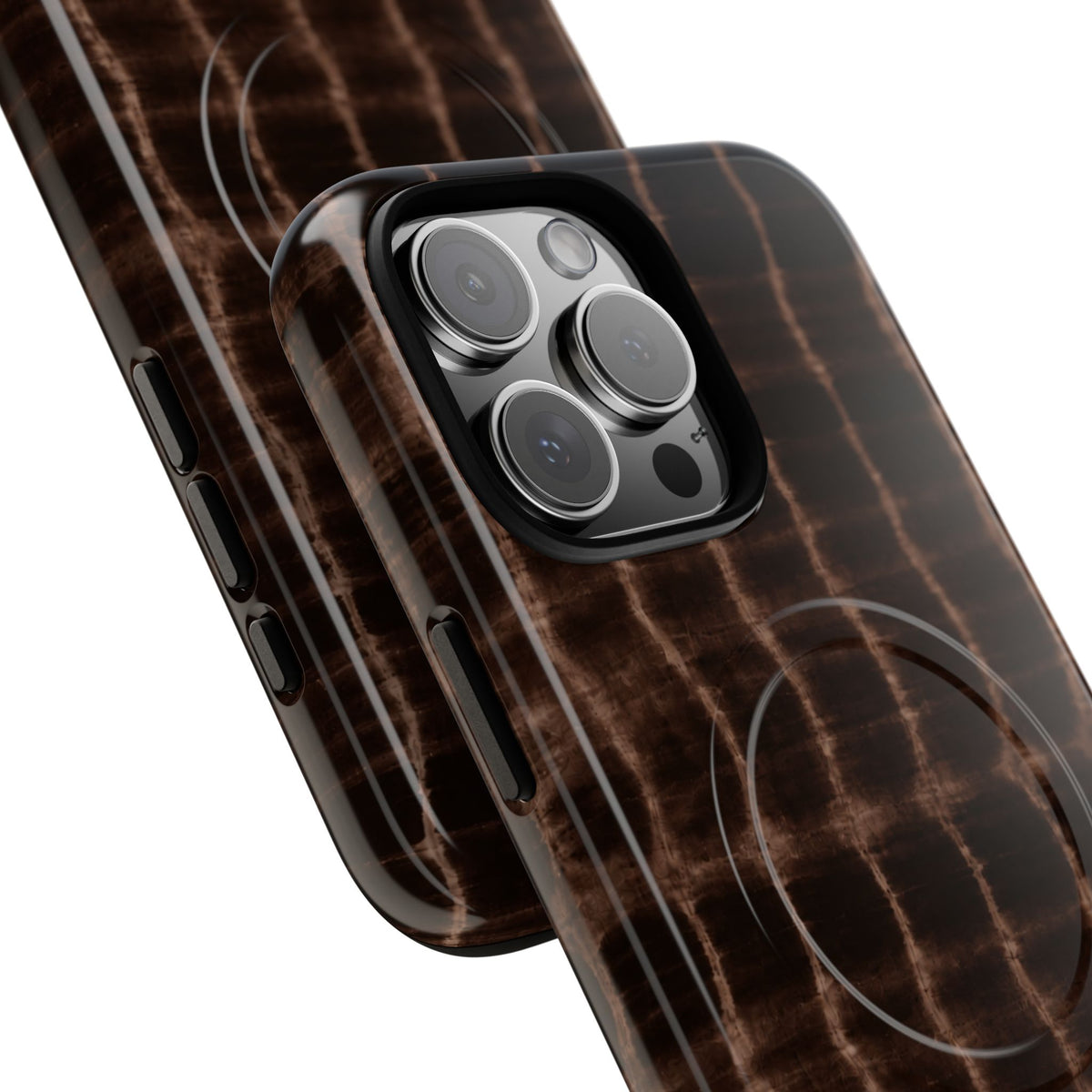 MagSafe Phone Case — Brown Croc Pattern Tough Magnetic Case