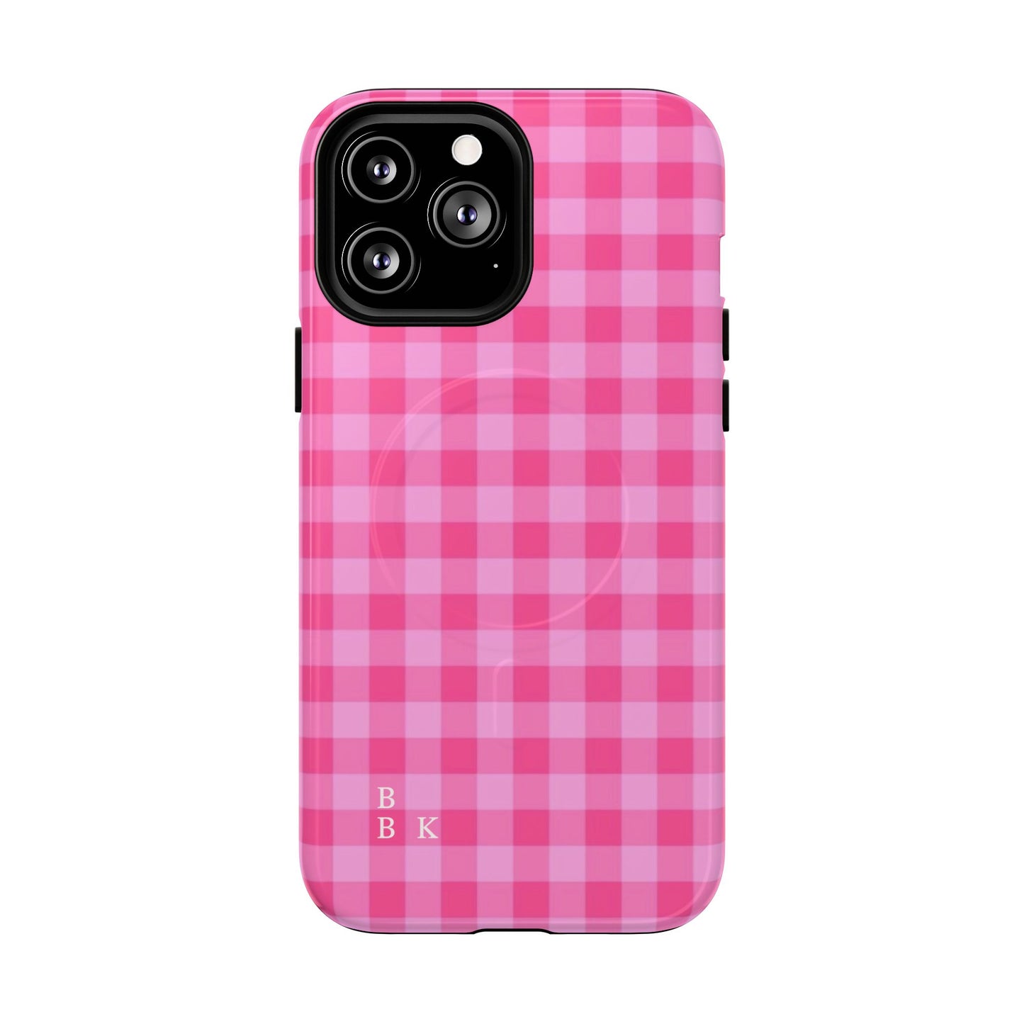 Pink Gingham Tough Magnetic Phone Case – Durable Checkered Design