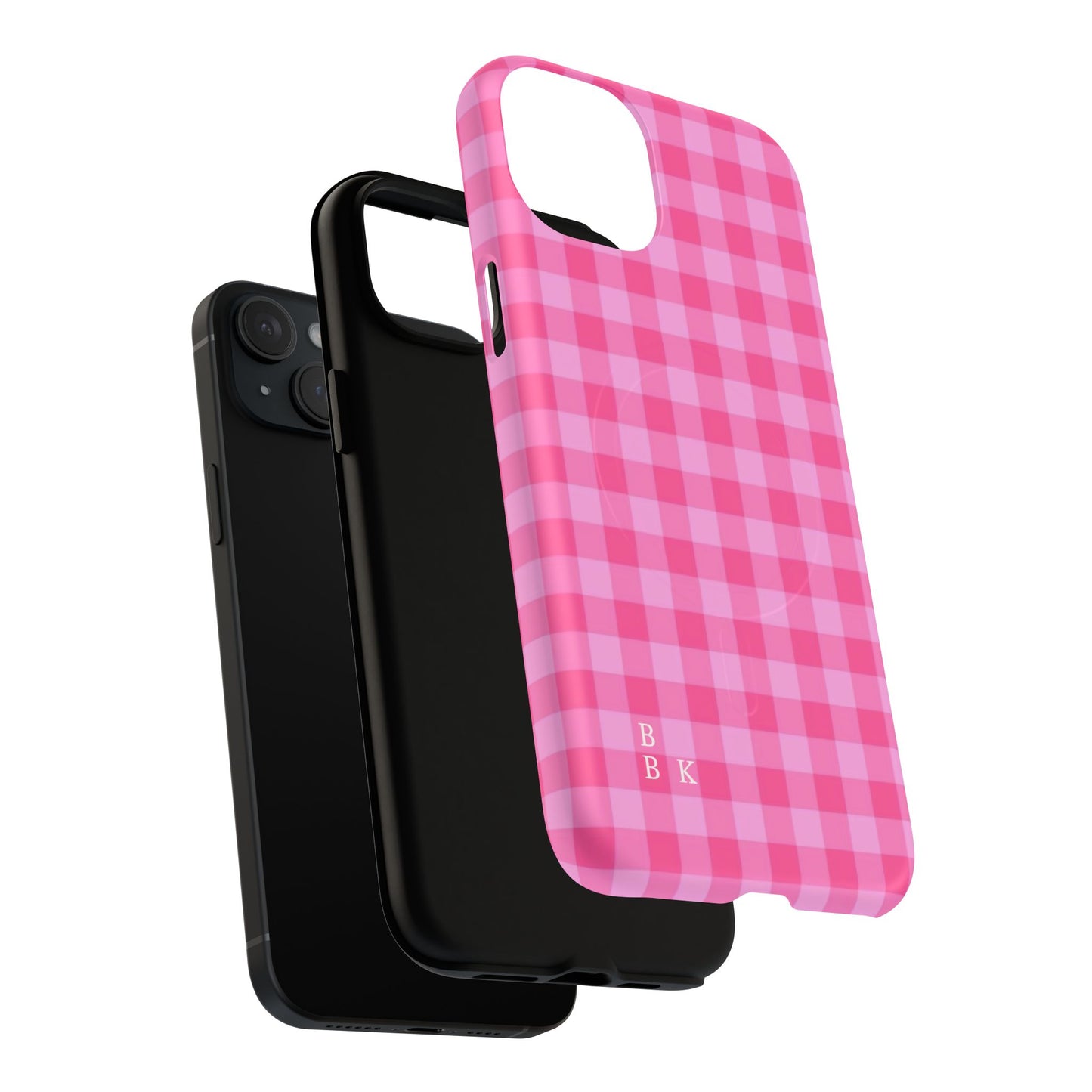 Pink Gingham Tough Magnetic Phone Case – Durable Checkered Design