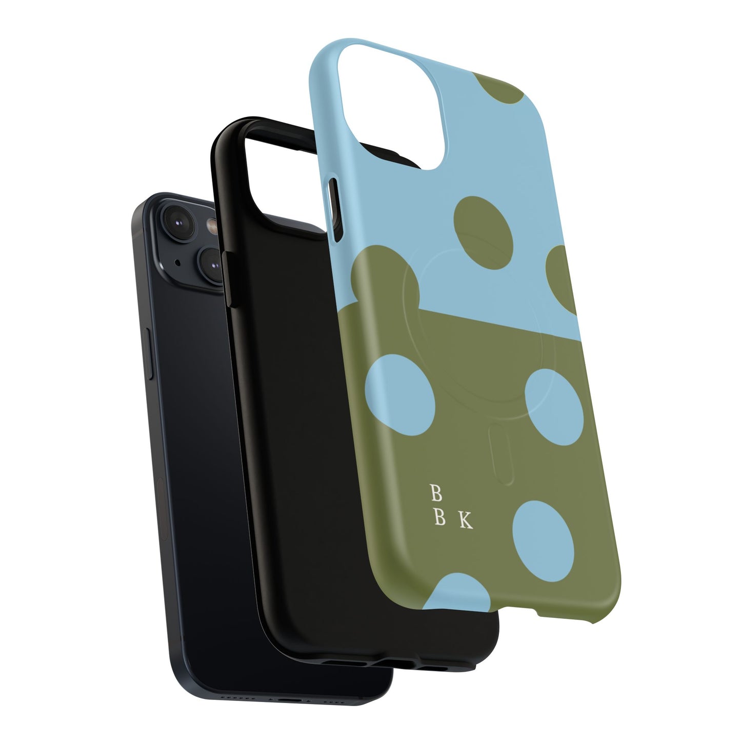 Polka Dot Magnetic Phone Case — Blue & Olive Protective Snap-On Cover