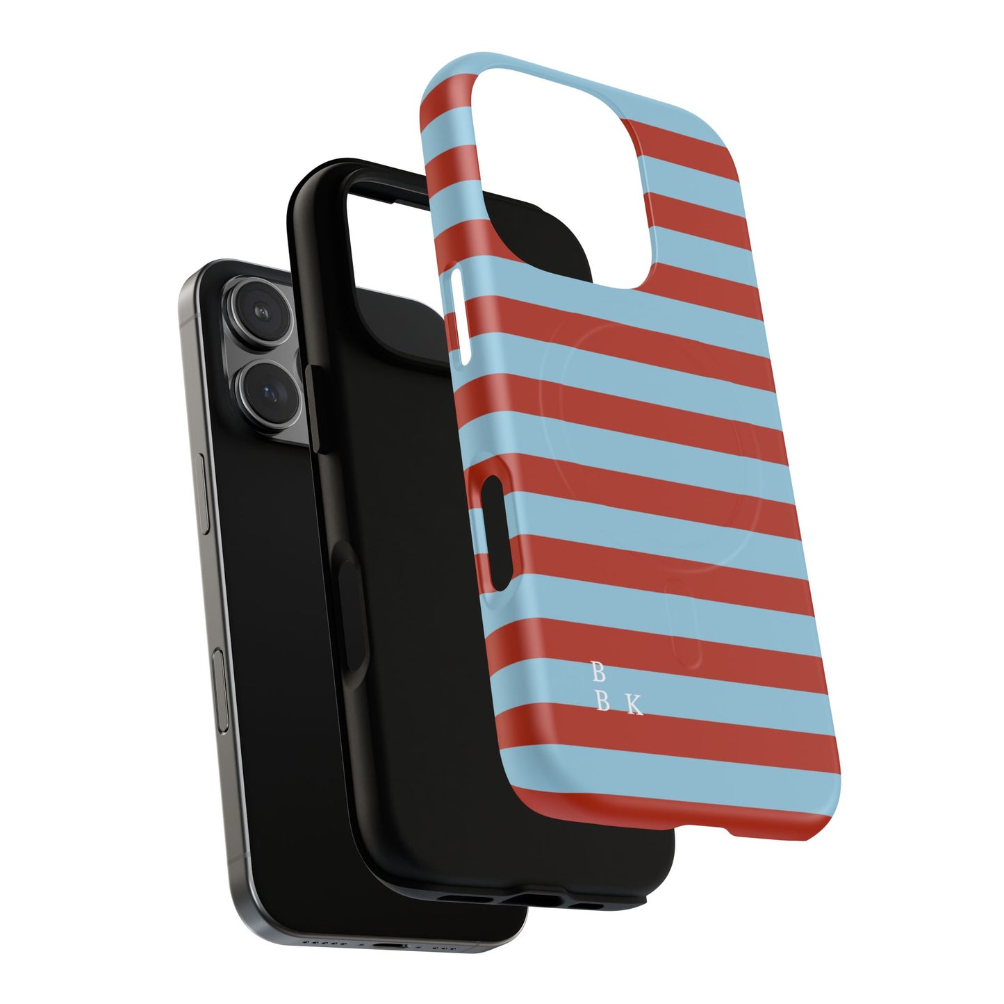 Striped Tough Magnetic Phone Case — Retro Red & Sky Blue