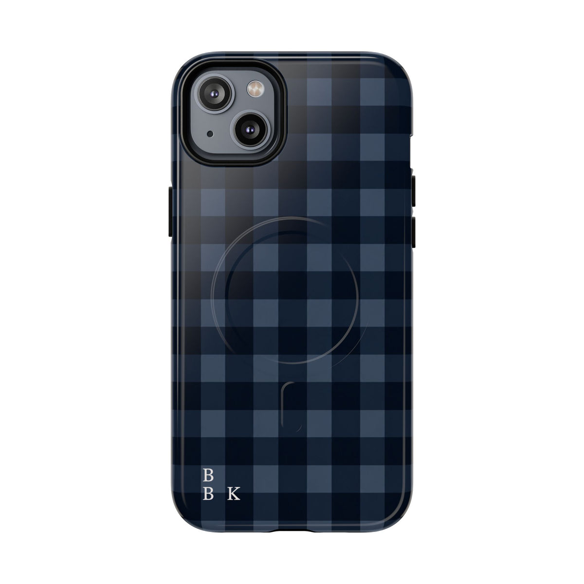 Plaid Magnetic Phone Case — Navy Buffalo Check Tough MagSafe-Compatible Case