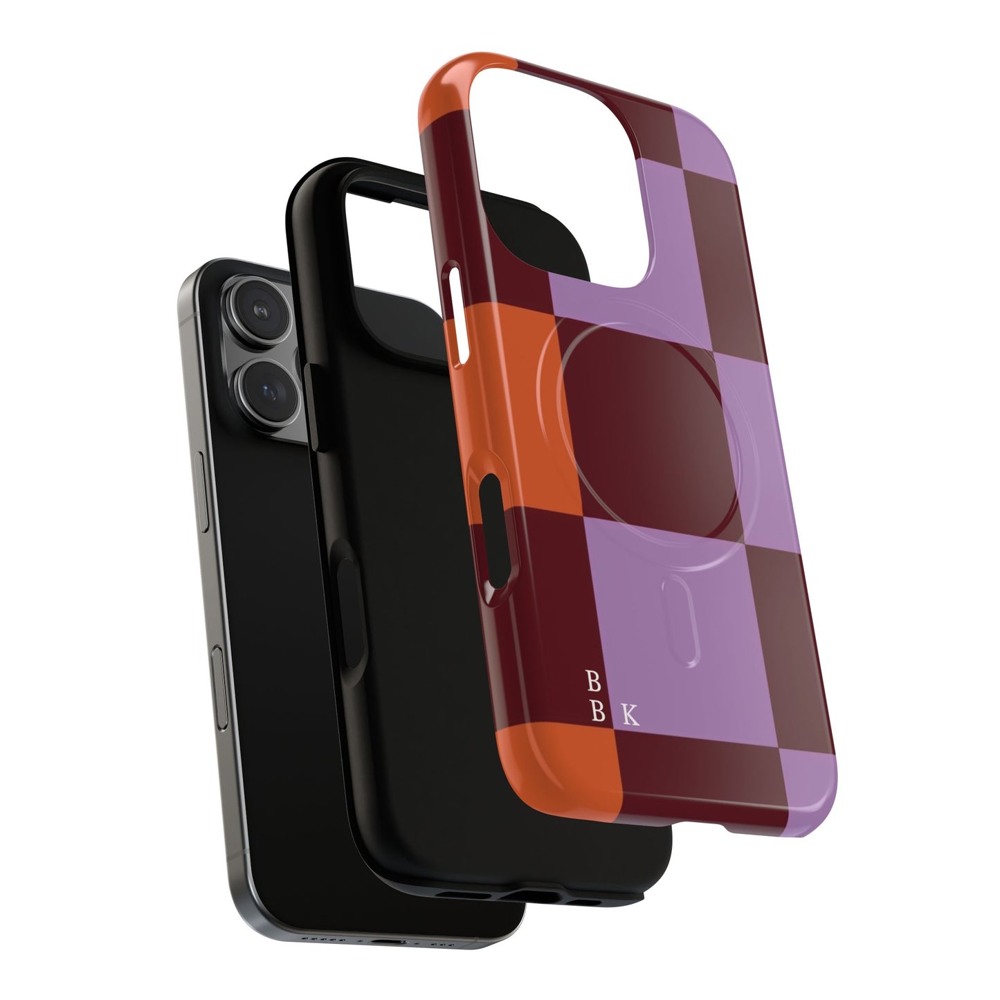 Retro Checker Magnetic Phone Case — Purple & Terracotta Geometric Protection