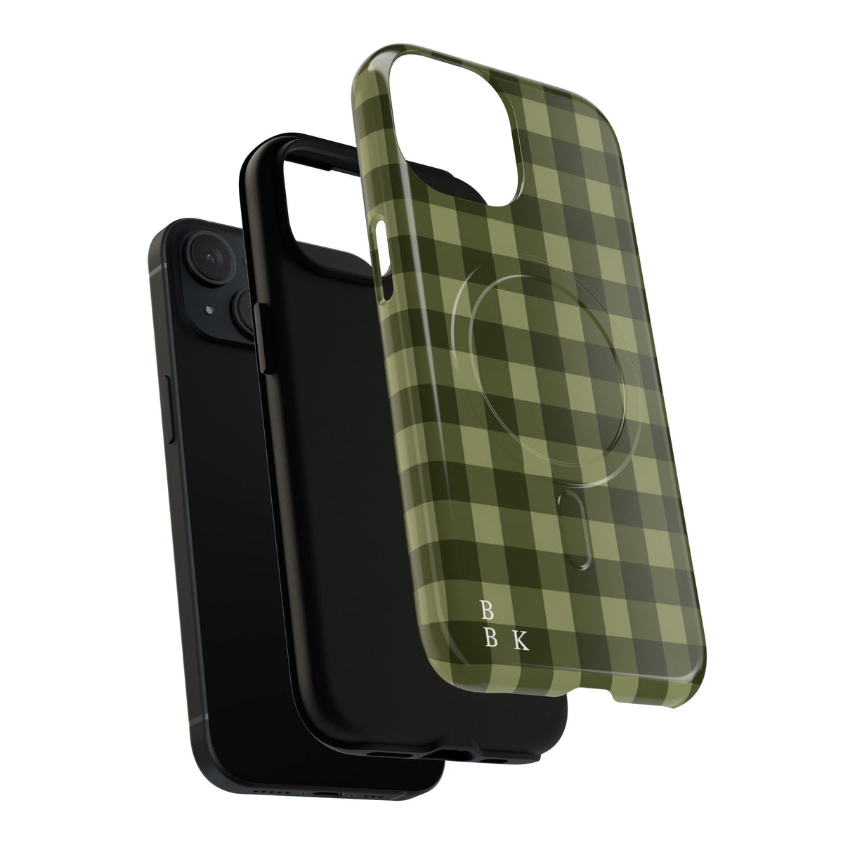 Green Buffalo Plaid Magnetic Phone Case — Tough Protective MagSafe-Compatible Case