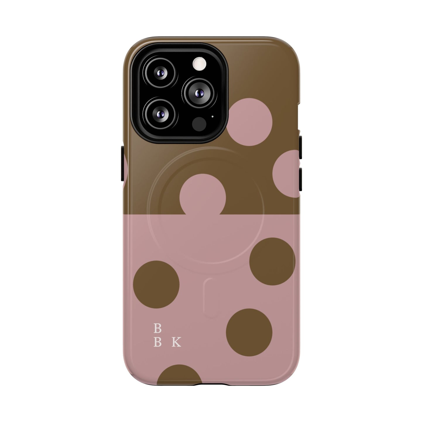 Pink + Yellow Polka Dot Magnetic Tough Case — Protective Magnetic Phone Case with 'BBK' Accent