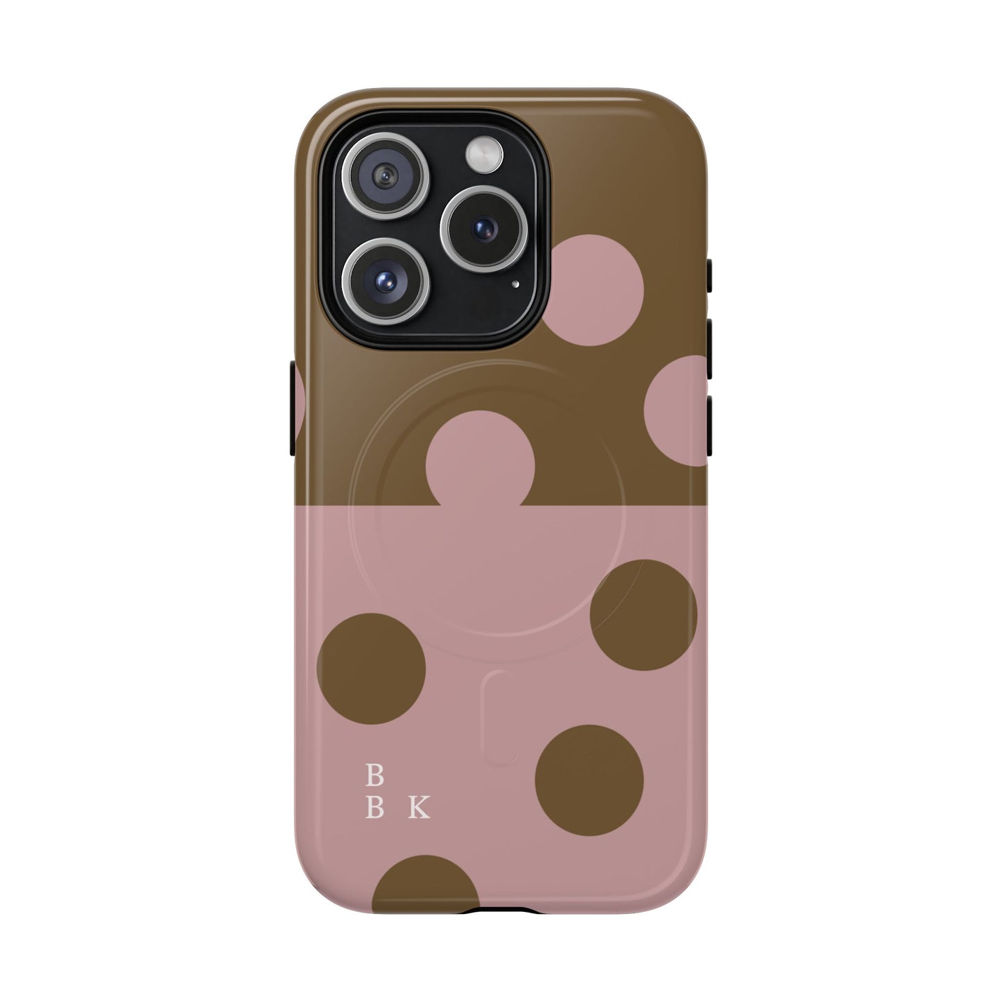 Pink + Yellow Polka Dot Magnetic Tough Case — Protective Magnetic Phone Case with 'BBK' Accent