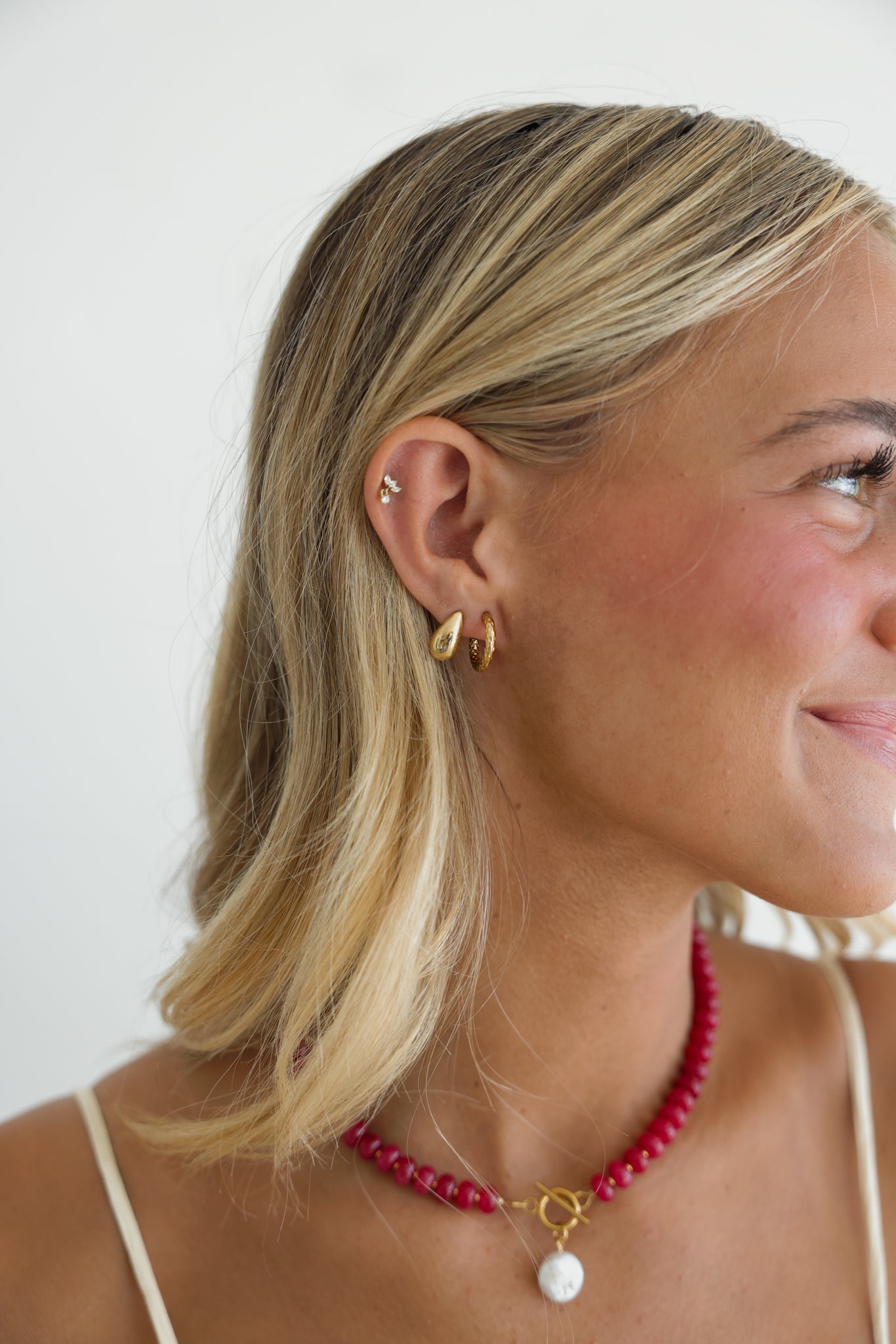 Gold Teardrop Stud Earrings