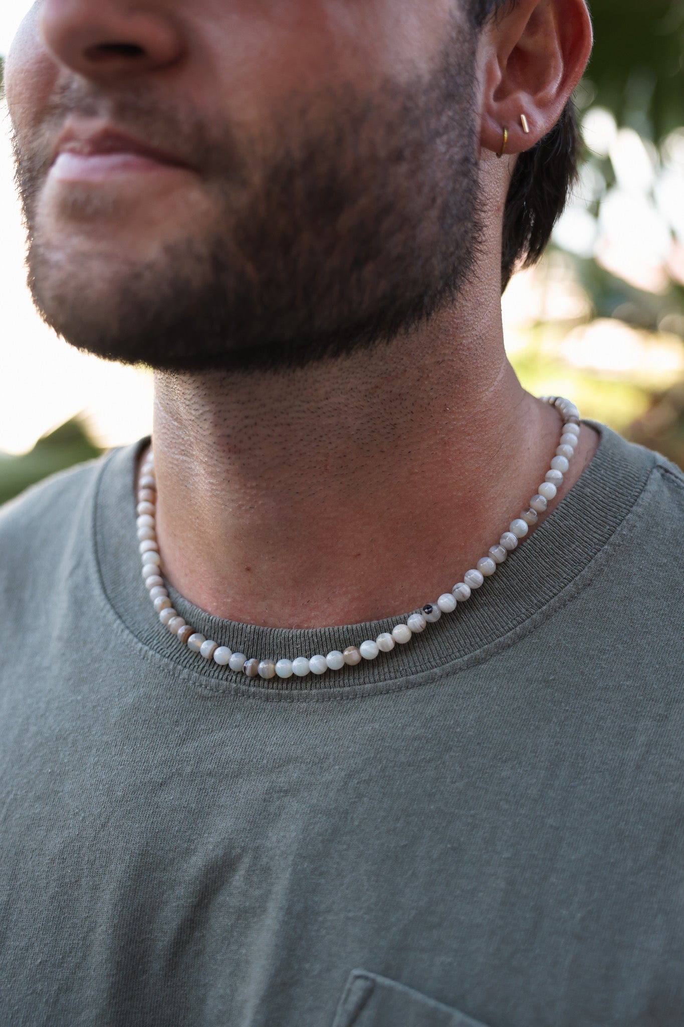 Men's Striped Agate Necklace