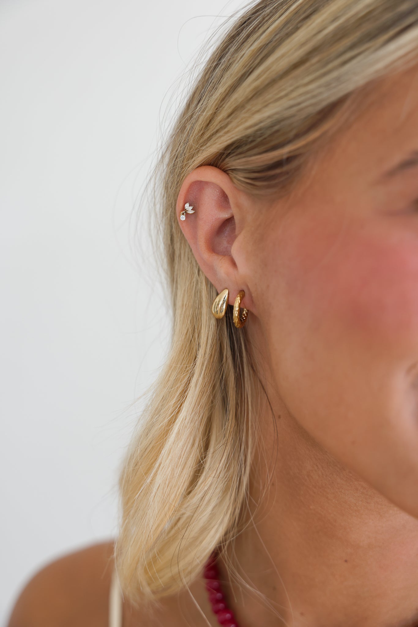 Gold Teardrop Stud Earrings