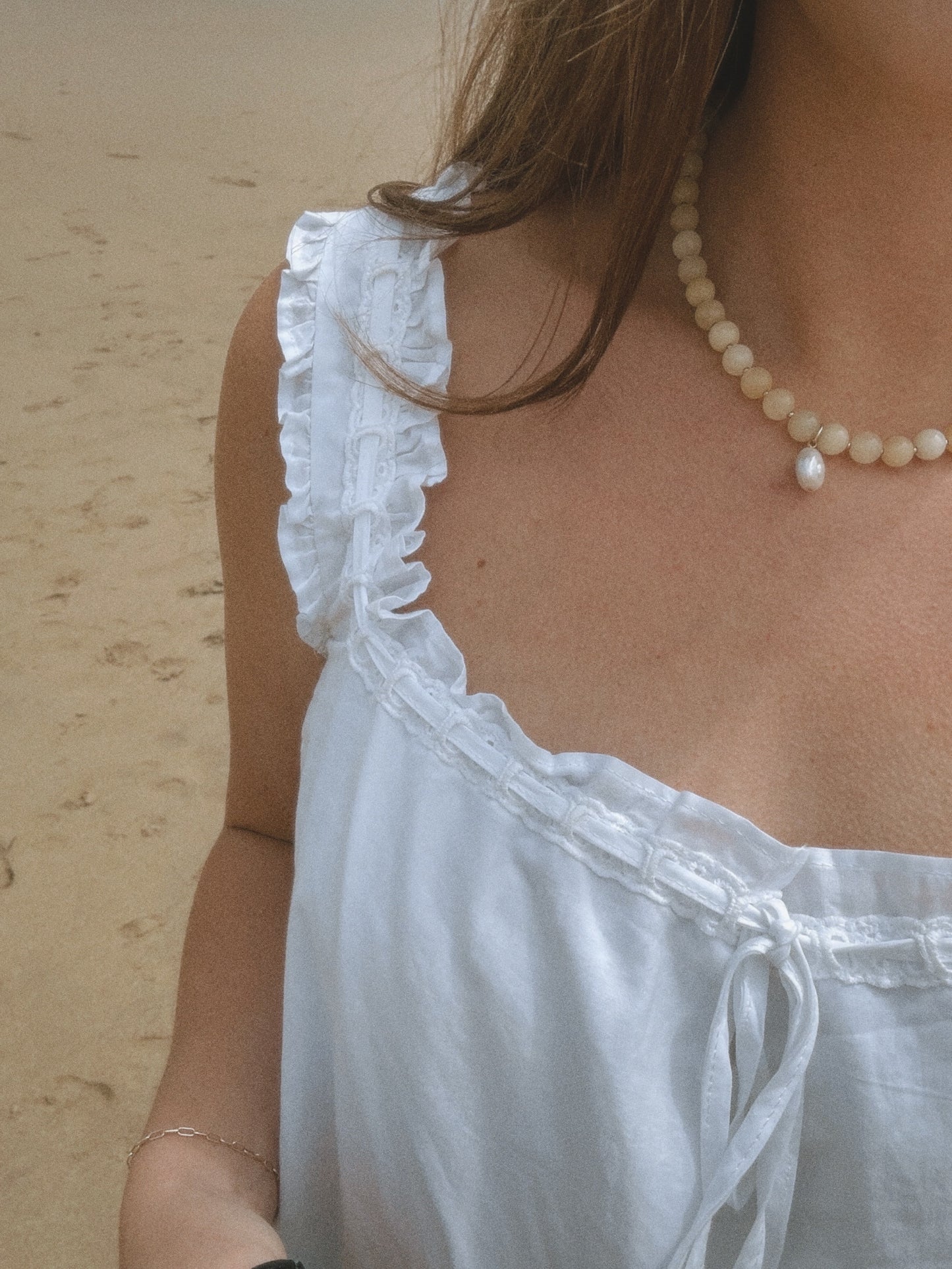 Yellow Calcite + Pearl Pendant