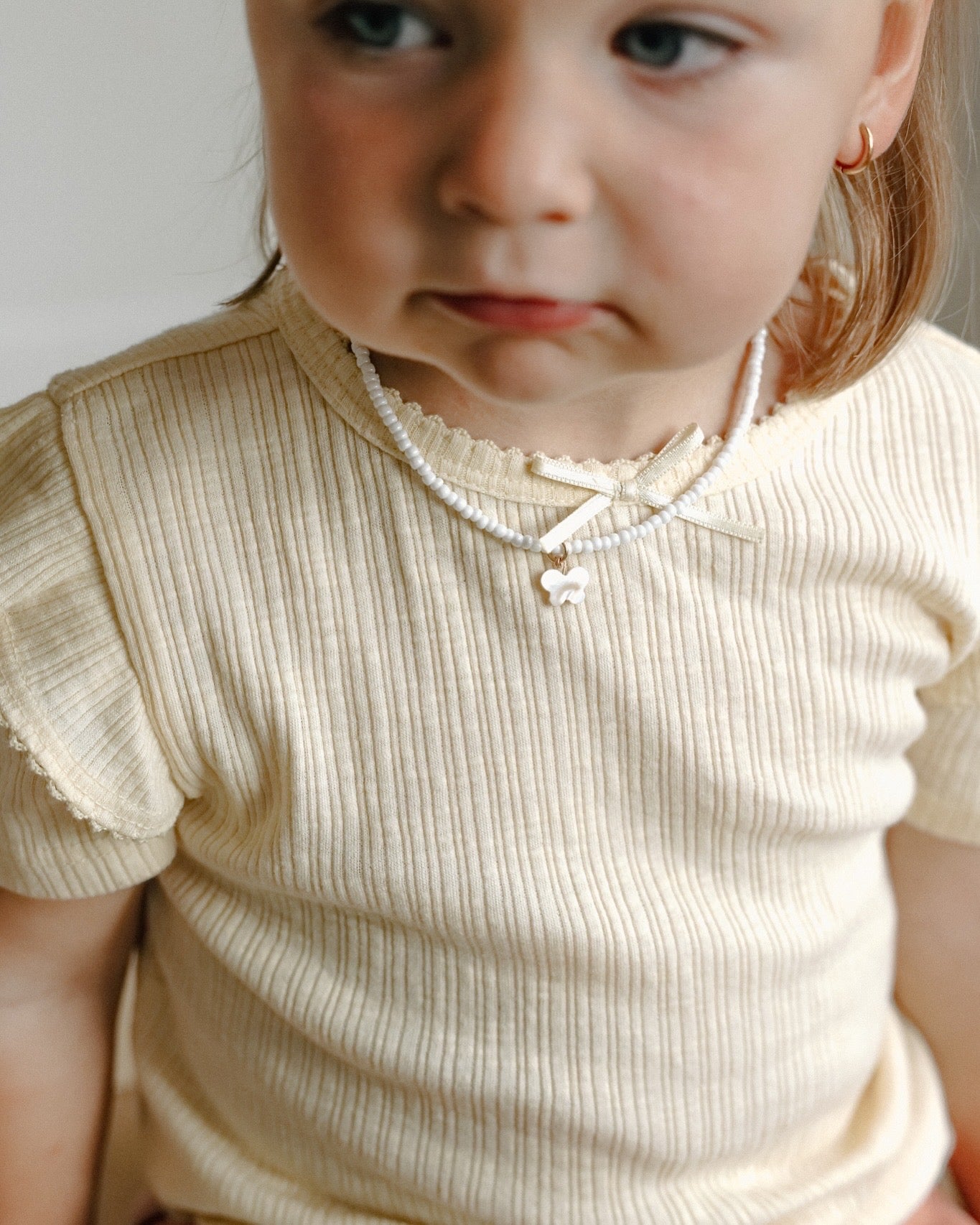 Baby + Kid White Necklace + Shell Butterfly Pendant
