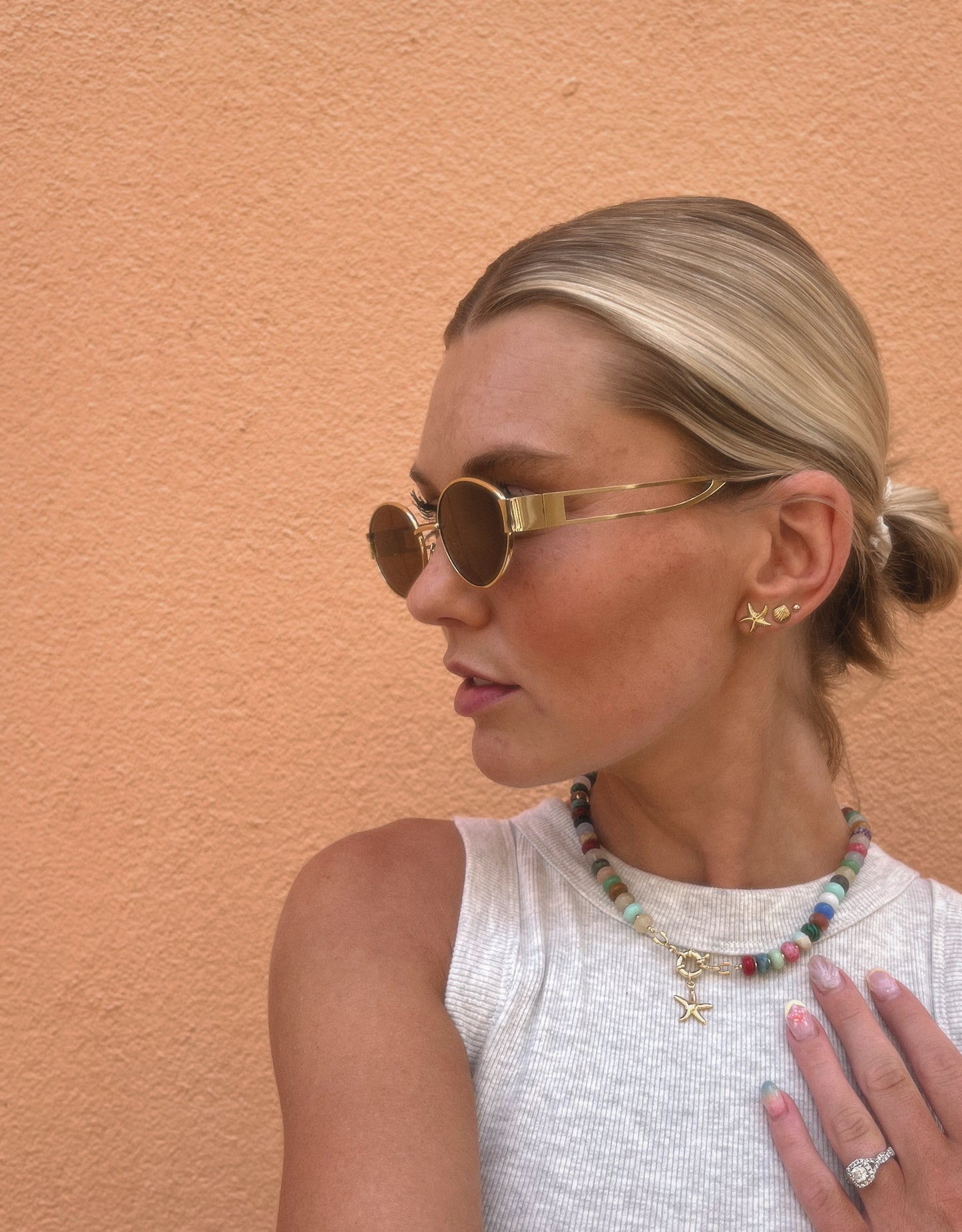 Gold Starfish Stud Earrings